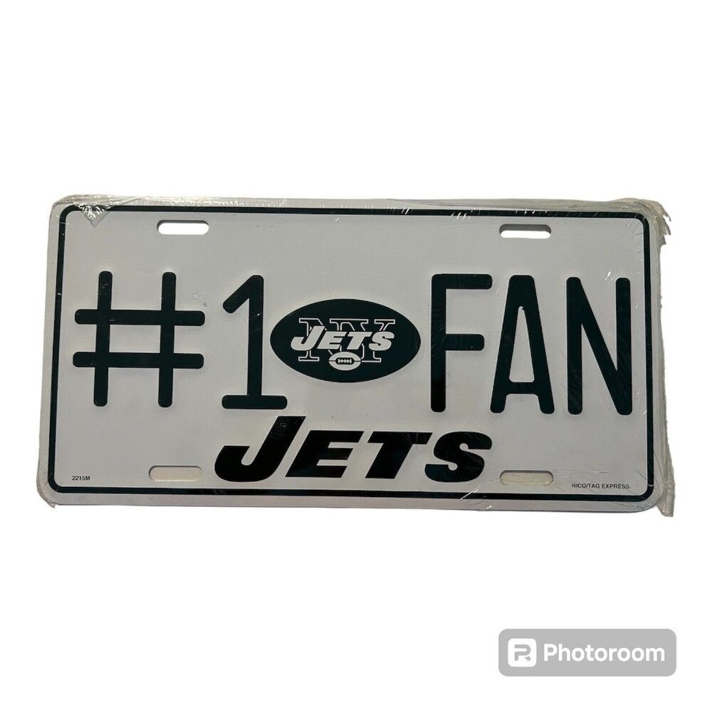 New York Jets #1 Fan State Metal License Plate NFL Vintage Retro Logo Green New